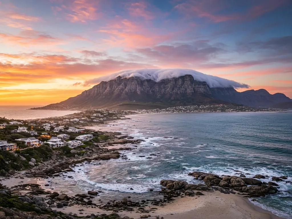 Table Mountain at sunset, Cape Town
