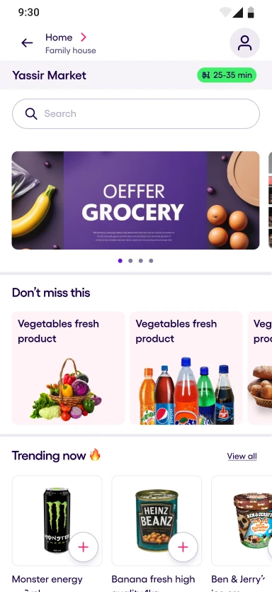 Order grocery process step 1