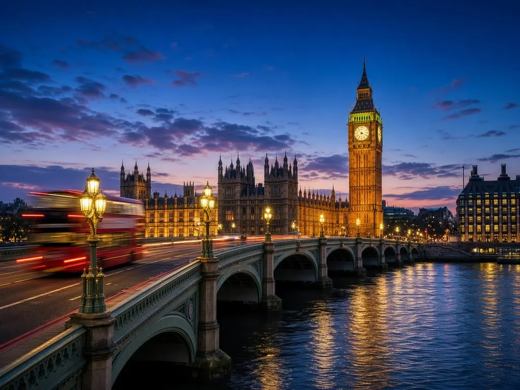 Big Ben and Westminster at dusk, London