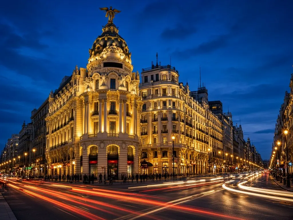 Gran Vía at dusk, Madrid
