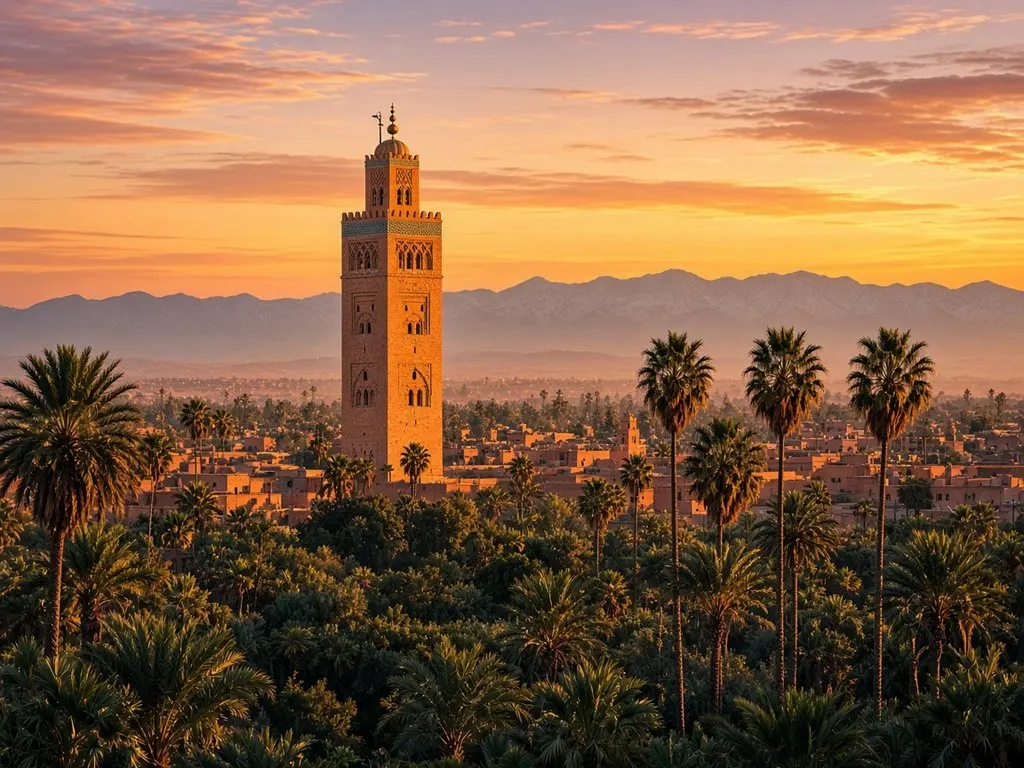 Koutoubia Mosque at sunset, Marrakech