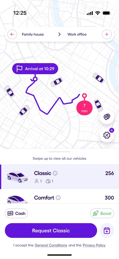 Order a ride process step 1