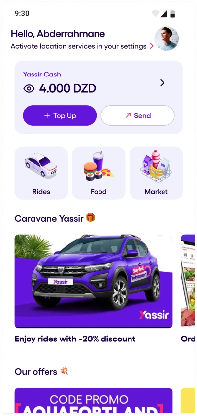 Order a ride process step 1