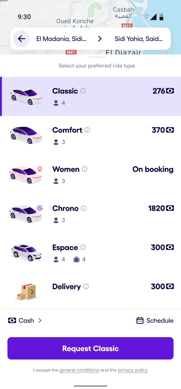 Order a ride process step 3