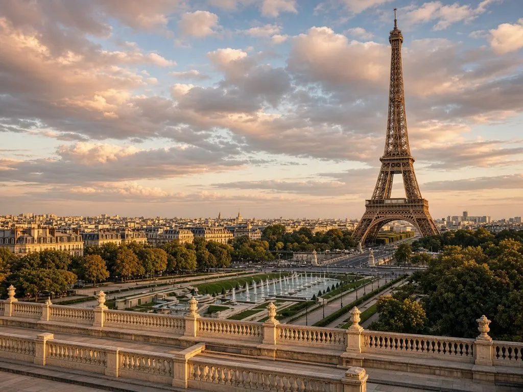 Eiffel Tower at golden hour, Paris