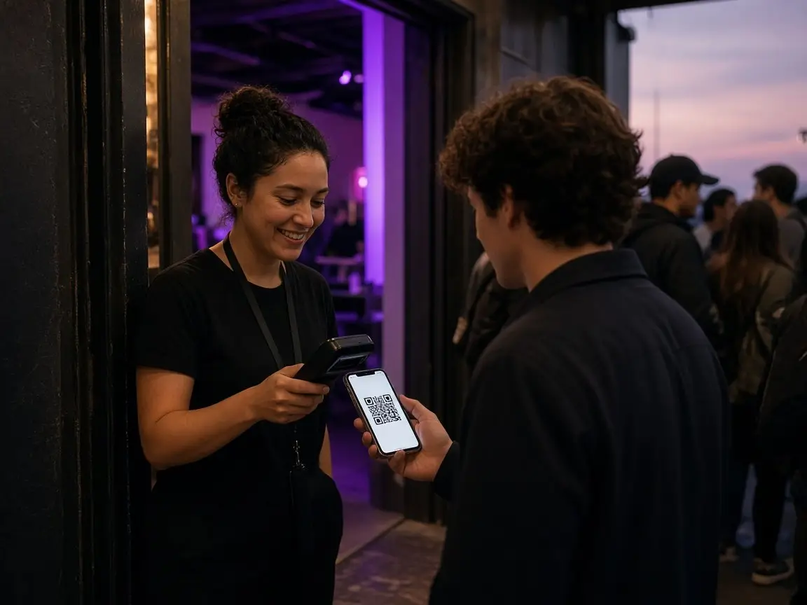 QR code ticket scanned at the entrance of a venue