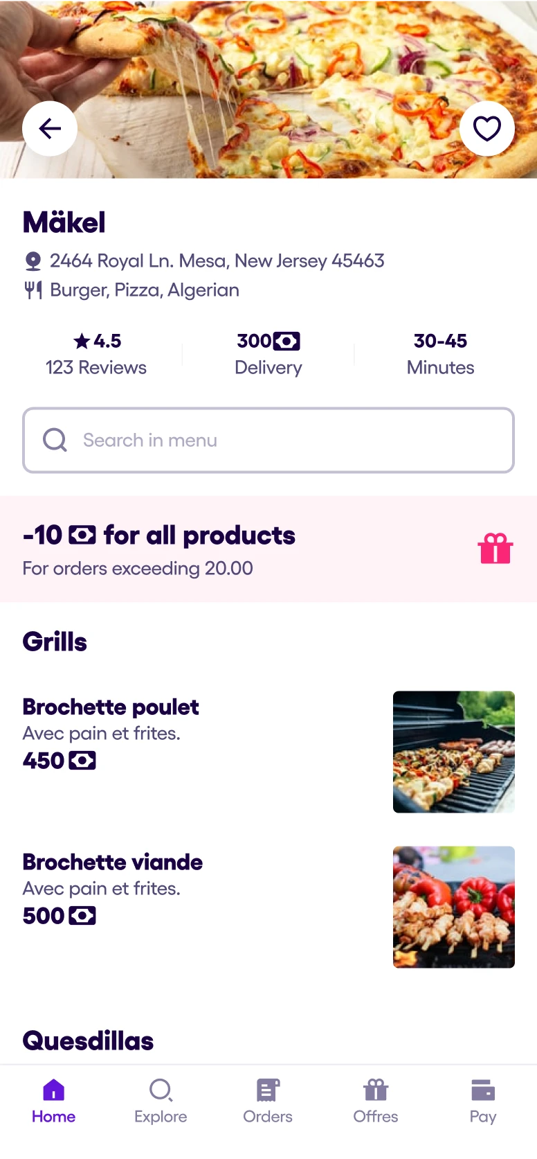 Order food process step 2