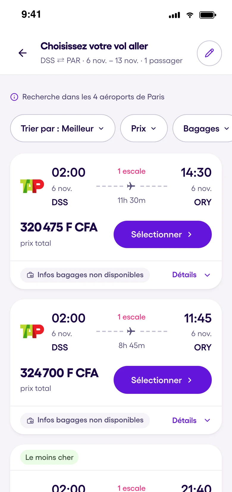 Comparer les tarifs sur Yassir Travel