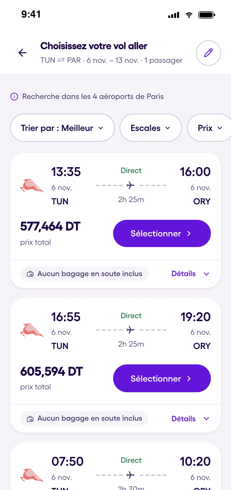Comparer les tarifs sur Yassir Travel