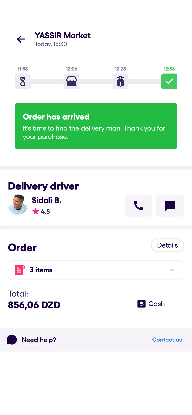 Order food process step 4