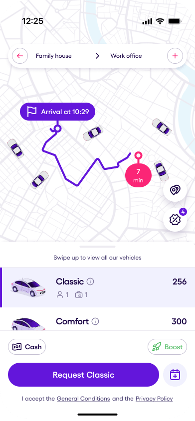 Order a ride process step 1